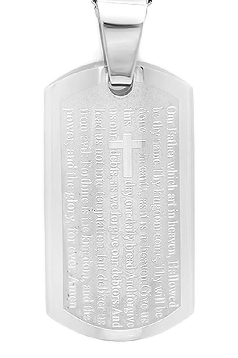 Lord's Prayer Dog Tag & Ring Pendant Necklace, Alternate, color, SILVER