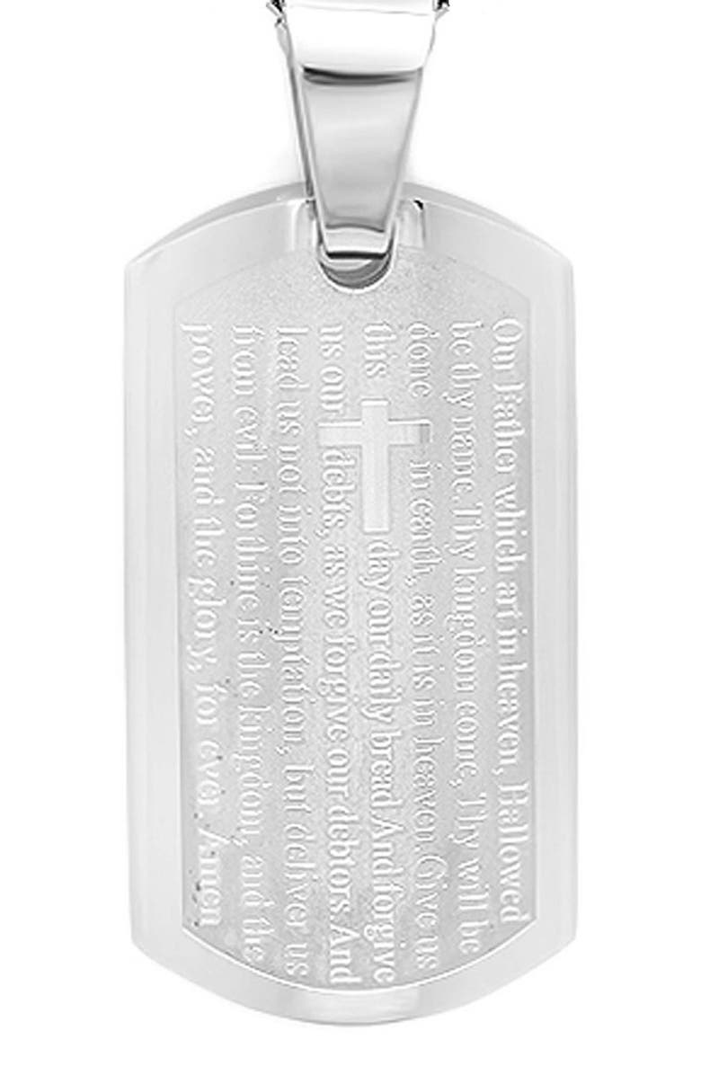 STEELTIME Lord's Prayer Dog Tag & Ring Pendant Necklace, Alternate, color, Silver