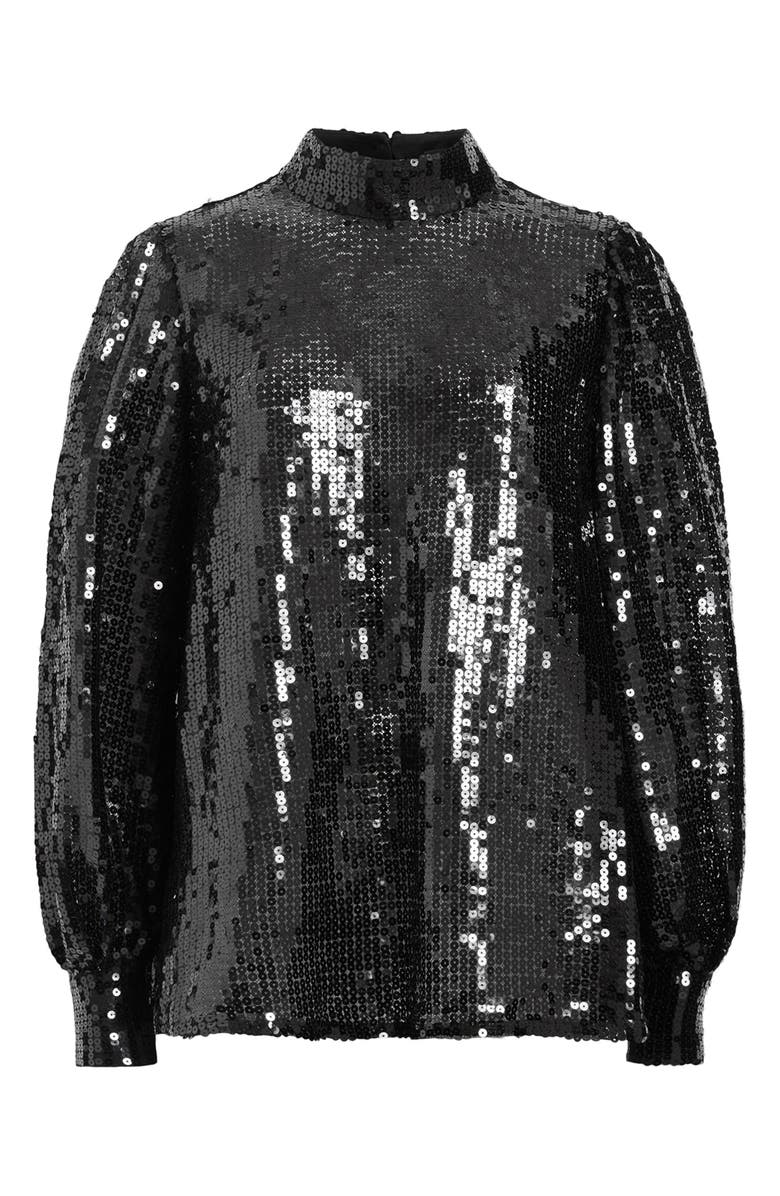 AllSaints Whitney Sequin Top, Alternate, color, Black