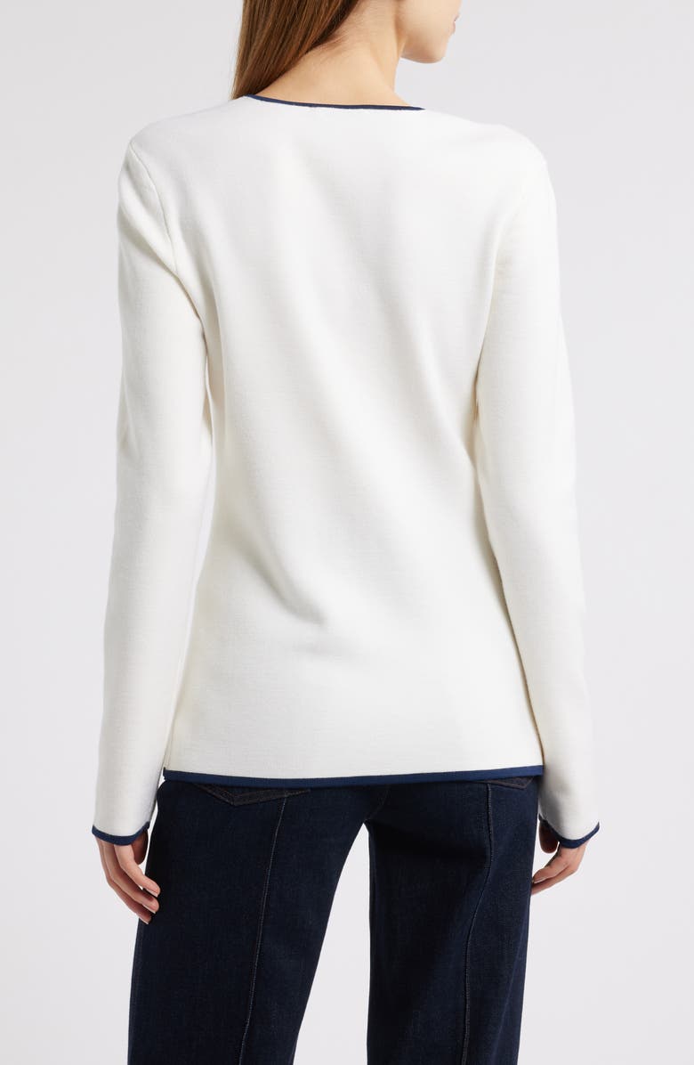 rag & bone Ella Front Zip Merino Wool Blend Cardigan, Alternate, color, White