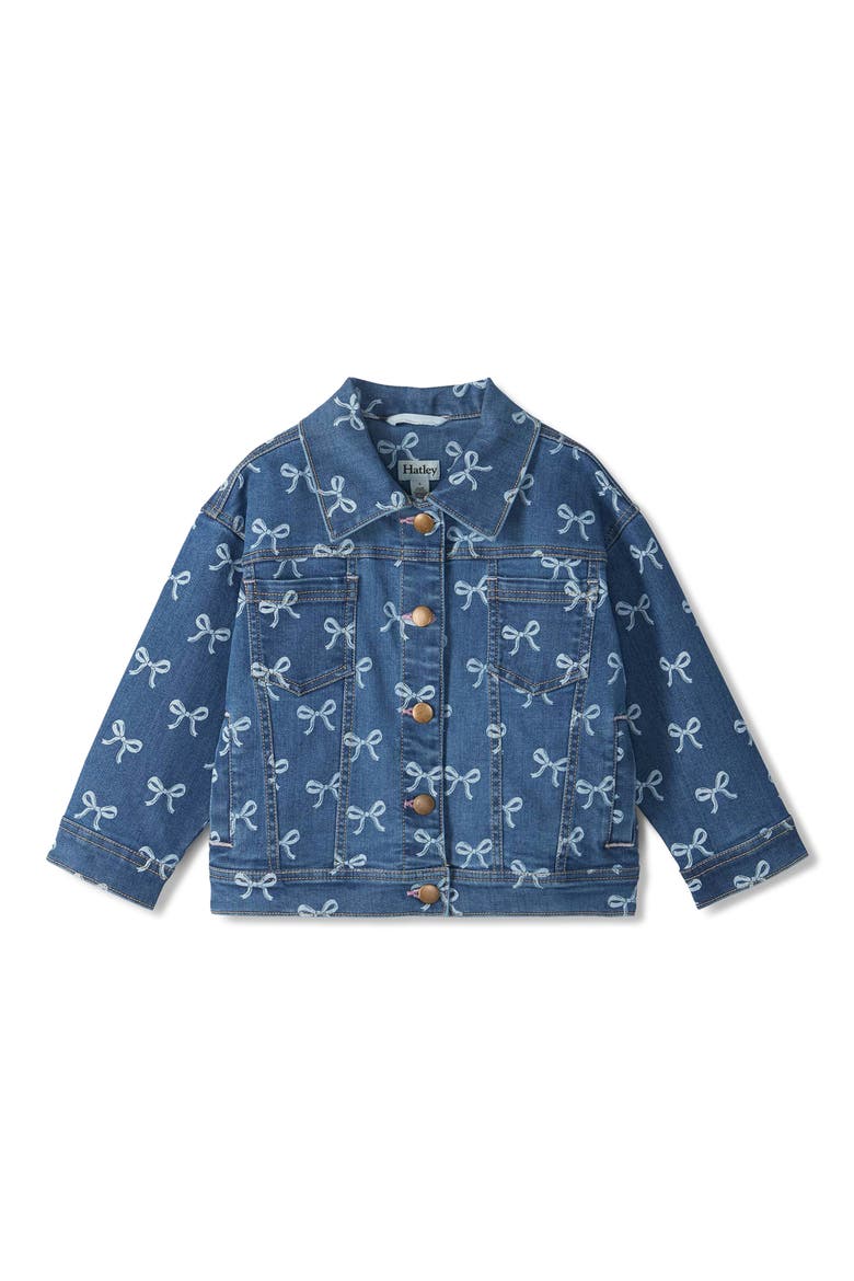 Kids' Bows Denim Jacket, Main, color, WASHED DENIM