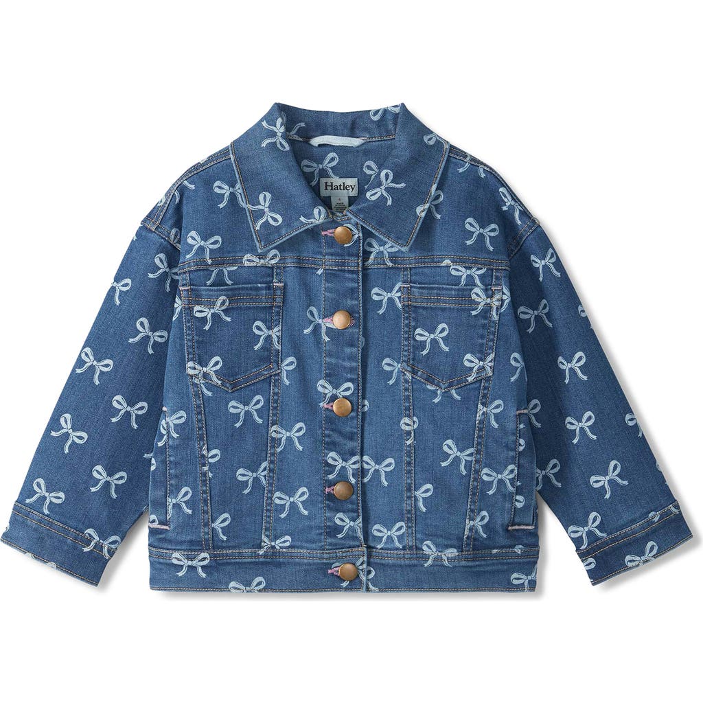 Hatley Kids' Bows Denim Jacket In Washed Denim