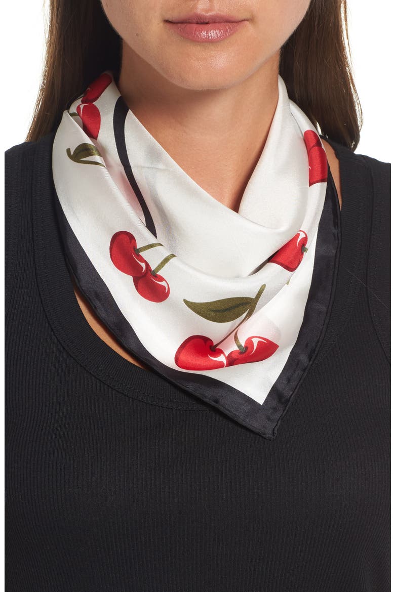 cherry silk bandana, Main, color, CREAM