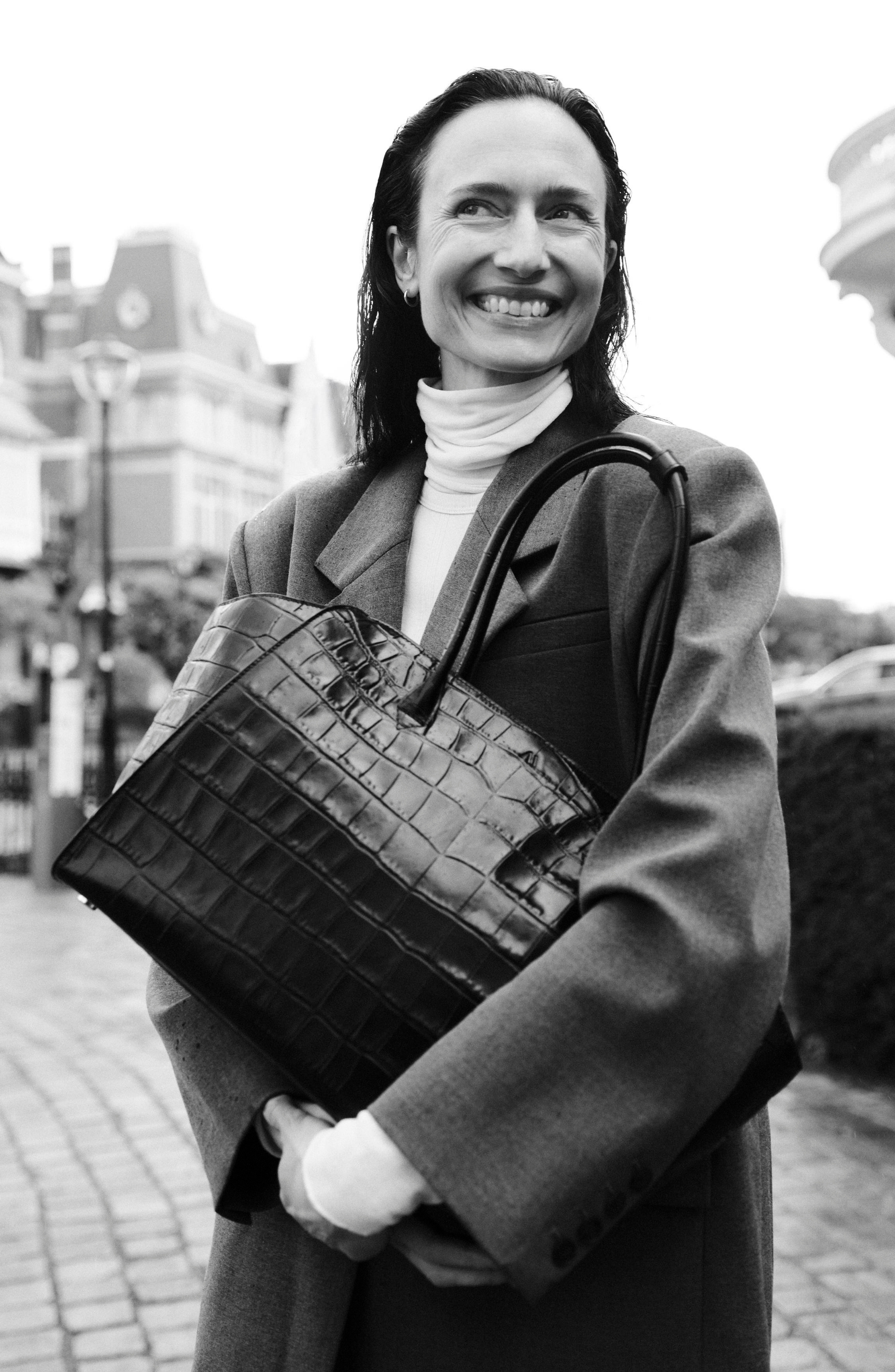 KAAI Voyager Leather Tote Bag - Soft Croco Black (Women) | Nordstrom
