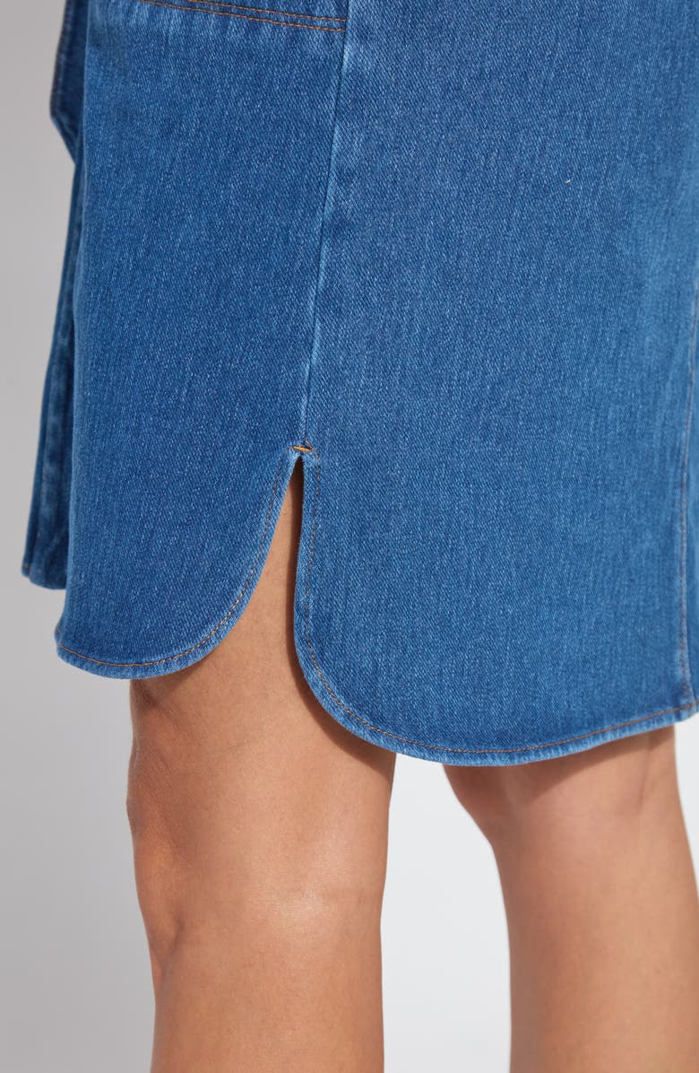 Lysse Schiffer Belted Long Sleeve Denim Shirtdress, Alternate, color, Mid Wash