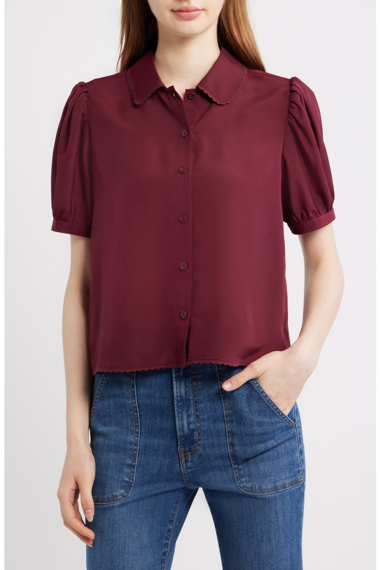 The Prim Short Sleeve Top, Main, color, BURGUNDY