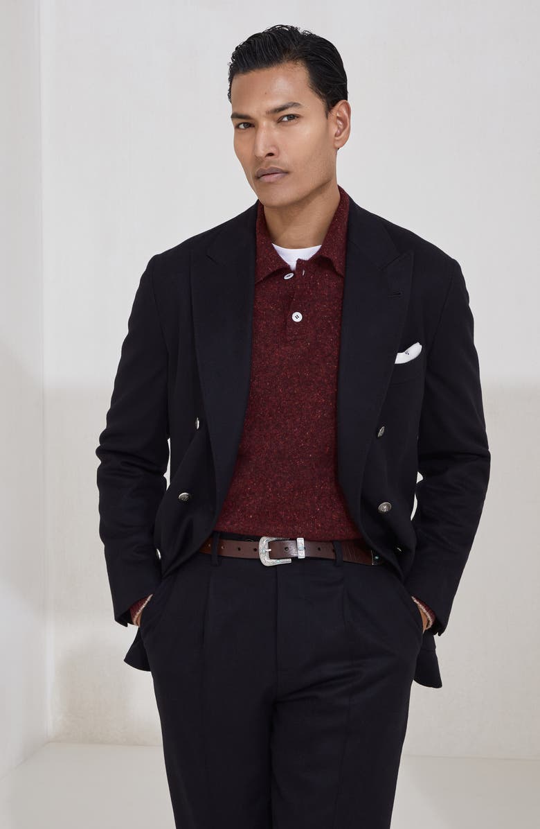 Brunello Cucinelli Flecked polo shirt, Alternate, color, Amaranth