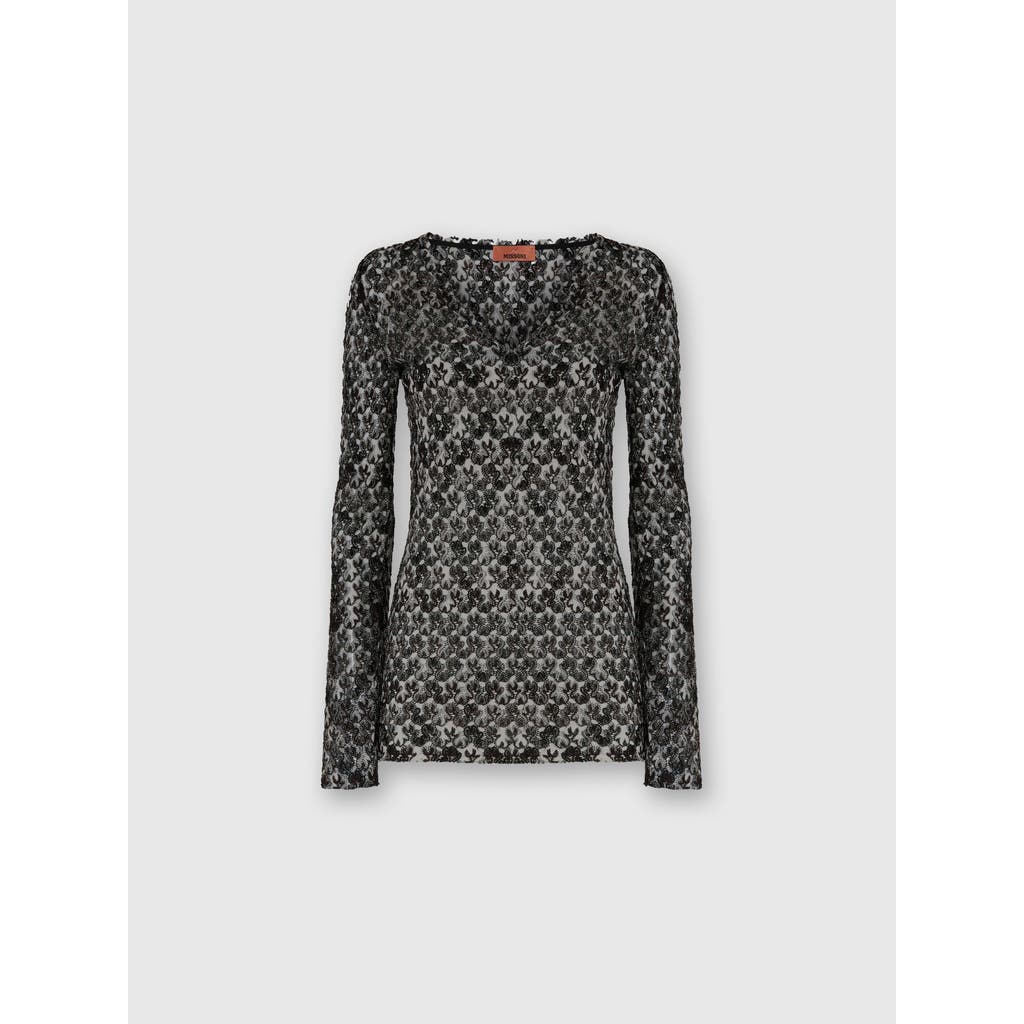 Missoni Slim Fit V-neck Sweater In Lace In Black