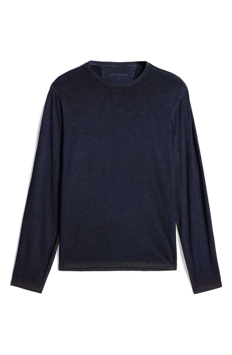 John Varvatos Crewneck Long Sleeve T-Shirt, Alternate, color, Ink Blue
