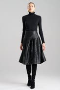 Natori Leticia - Emb. Faux Leather Stitched Down Pleat Skirt