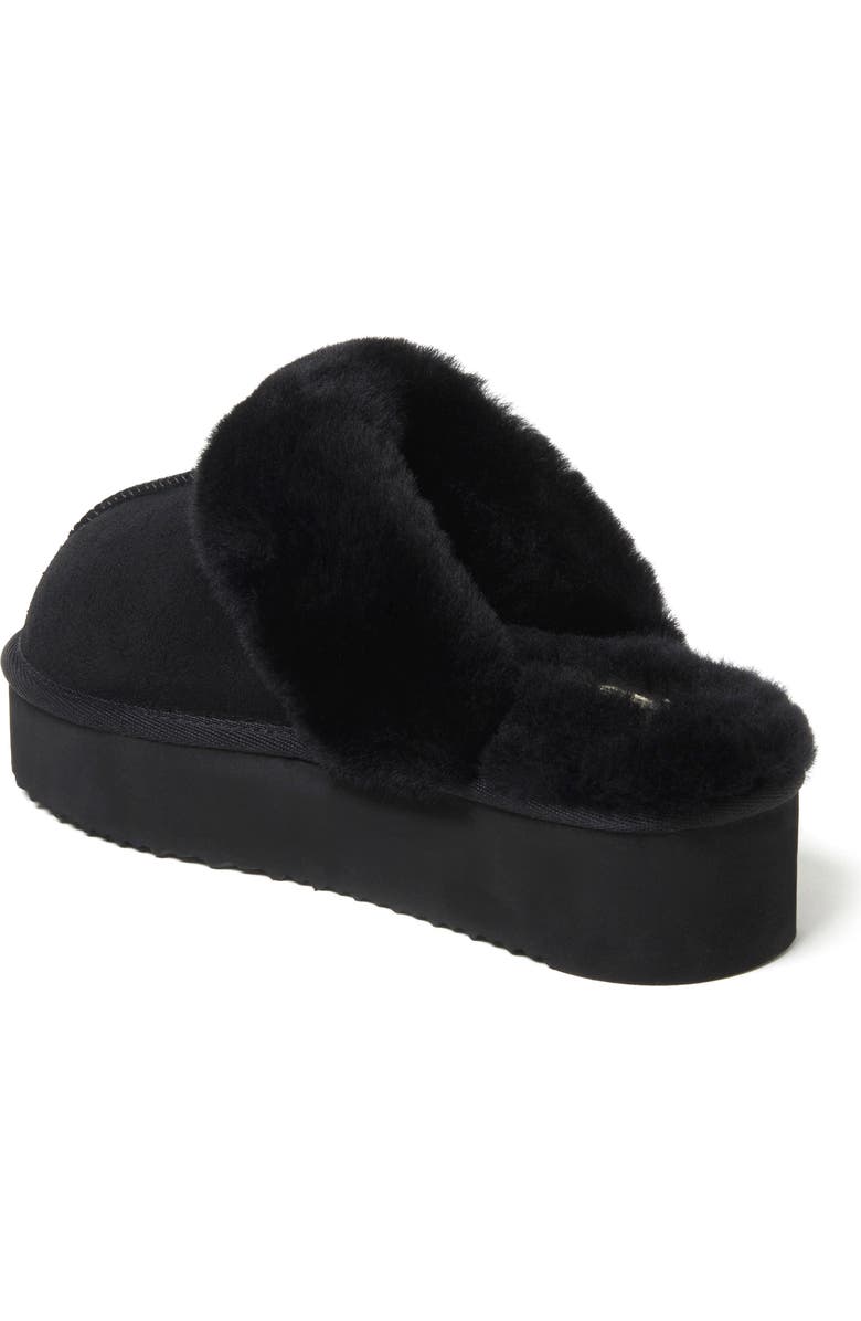 DEARFOAMS Fireside Melton Genuine Shearling Platform Scuff Slipper, Alternate, color, Black