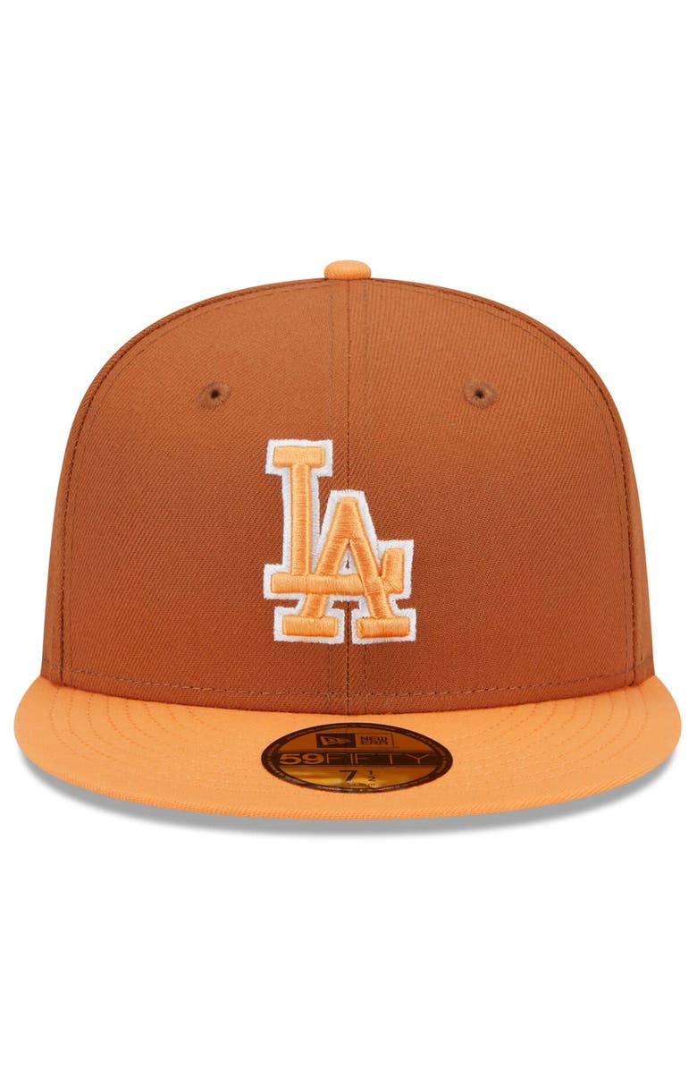 New Era Men's New Era Brown/Orange Los Angeles Dodgers Spring Color Basic Two-Tone 59FIFTY Fitted Hat, Alternate, color, 