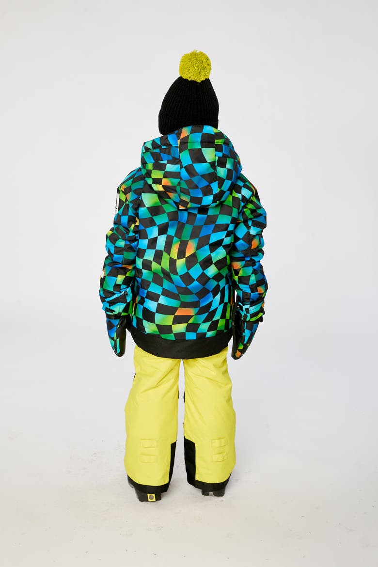 Play Checkerboard Jacket & Reinforced Pants Two Piece Snowsuit, Alternate, color, Green, Yellow & Blue Check