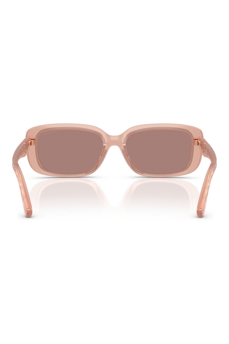 57mm Rectangular Sunglasses, Alternate, color, MILKY PINK / LIGHT BROWN SOLID