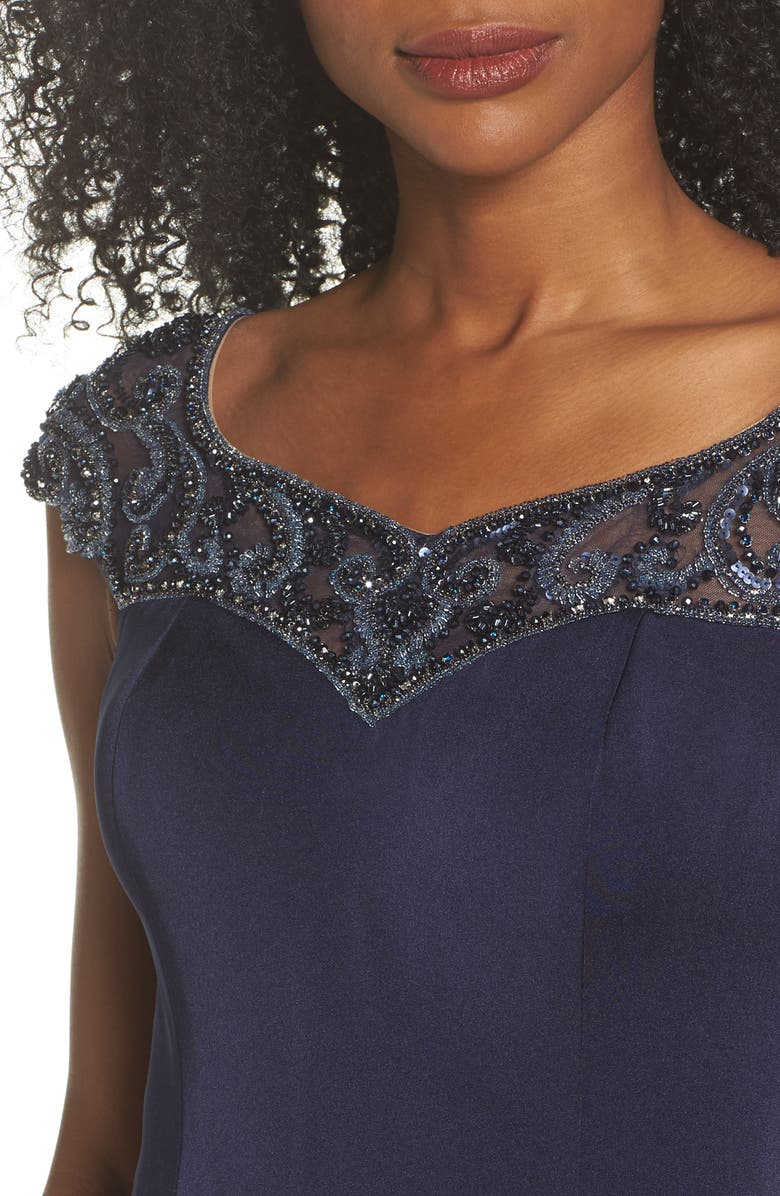 La Femme Beaded Column Gown, Alternate, color,