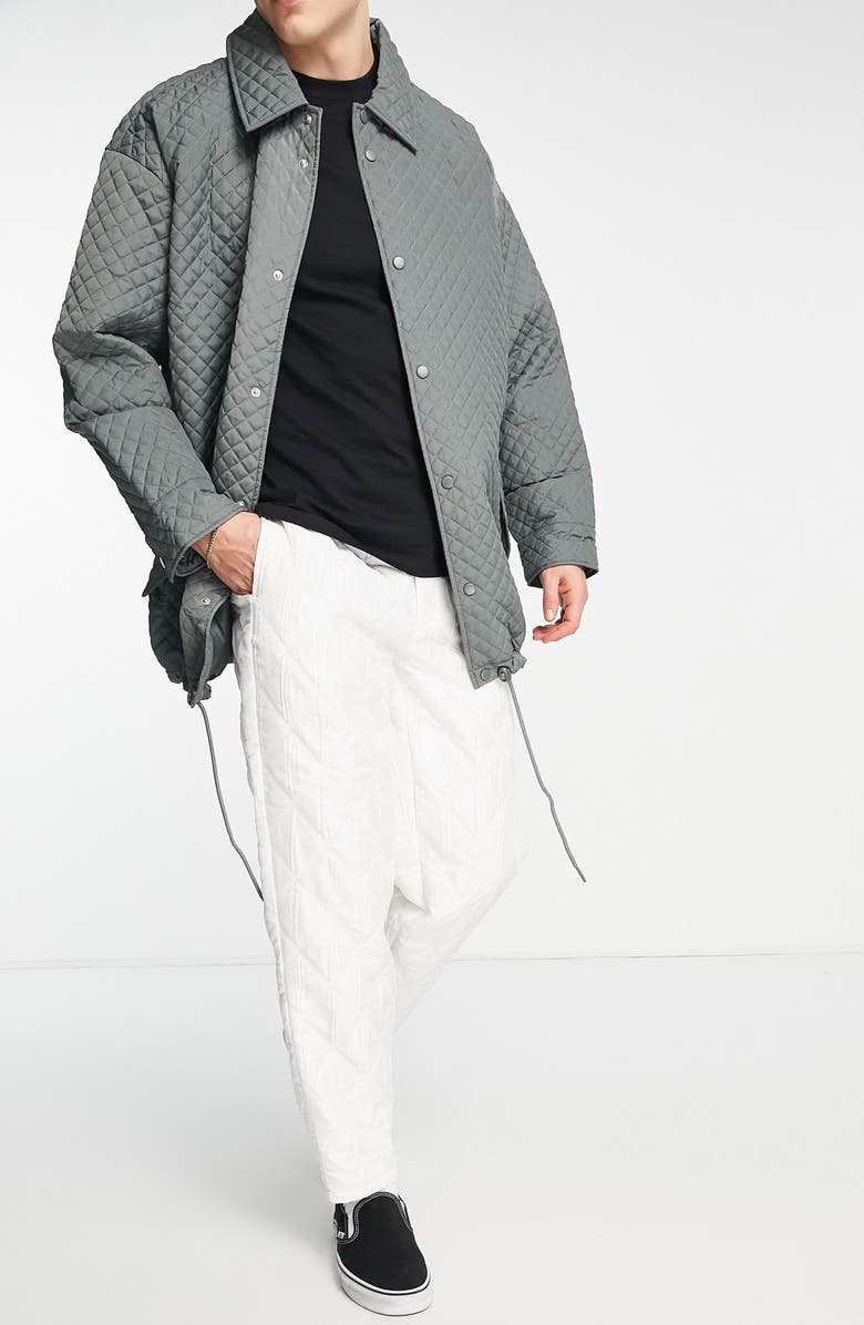 ASOS DESIGN Oversize Quilted Tapered Trousers, Alternate, color,