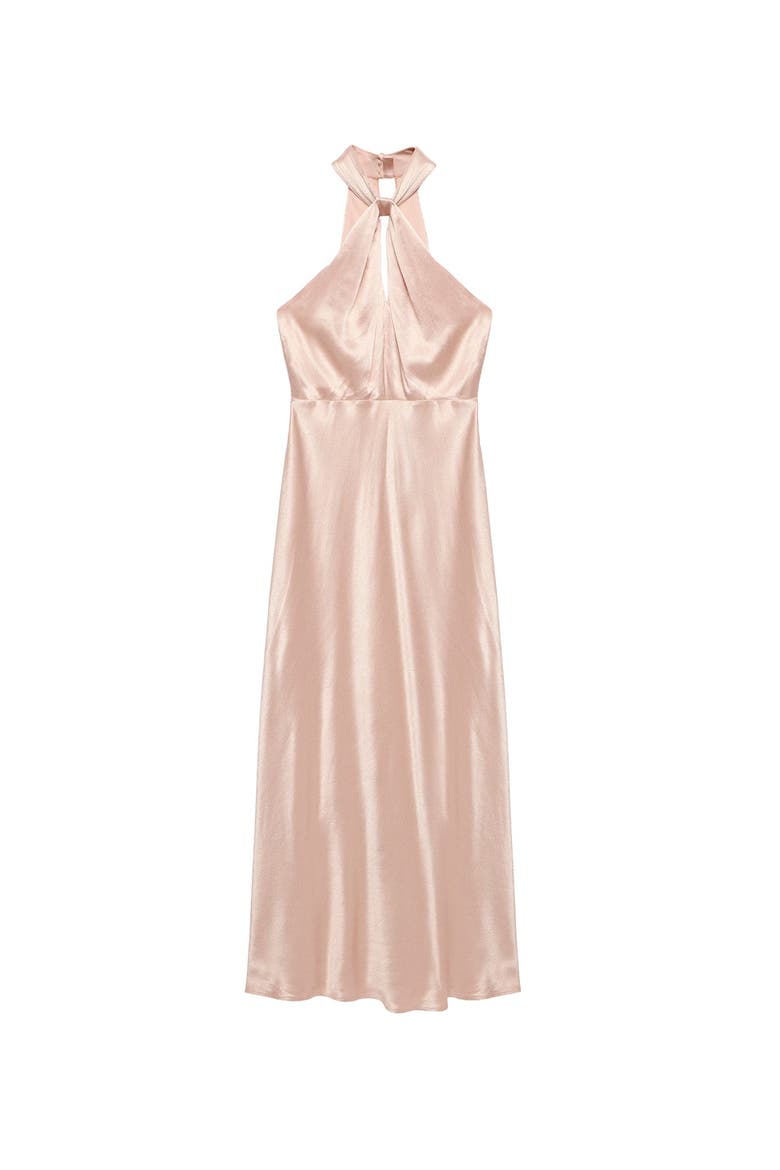 Satin Halter Maxi Dress, Alternate, color, Light Pink