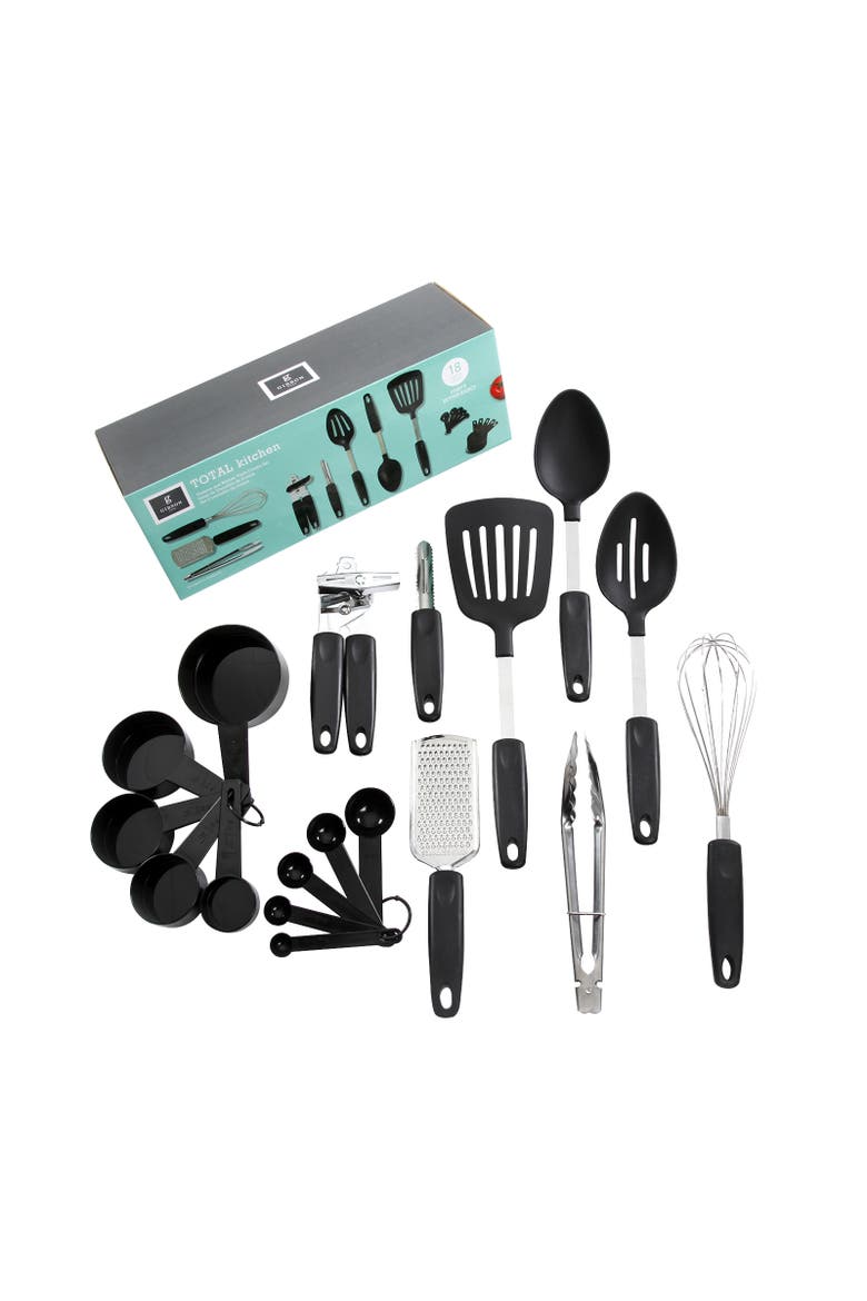 Total Kichen Chefs Better Basics 18-Piece Gadgets and Tools Combo Set, Alternate, color, Black