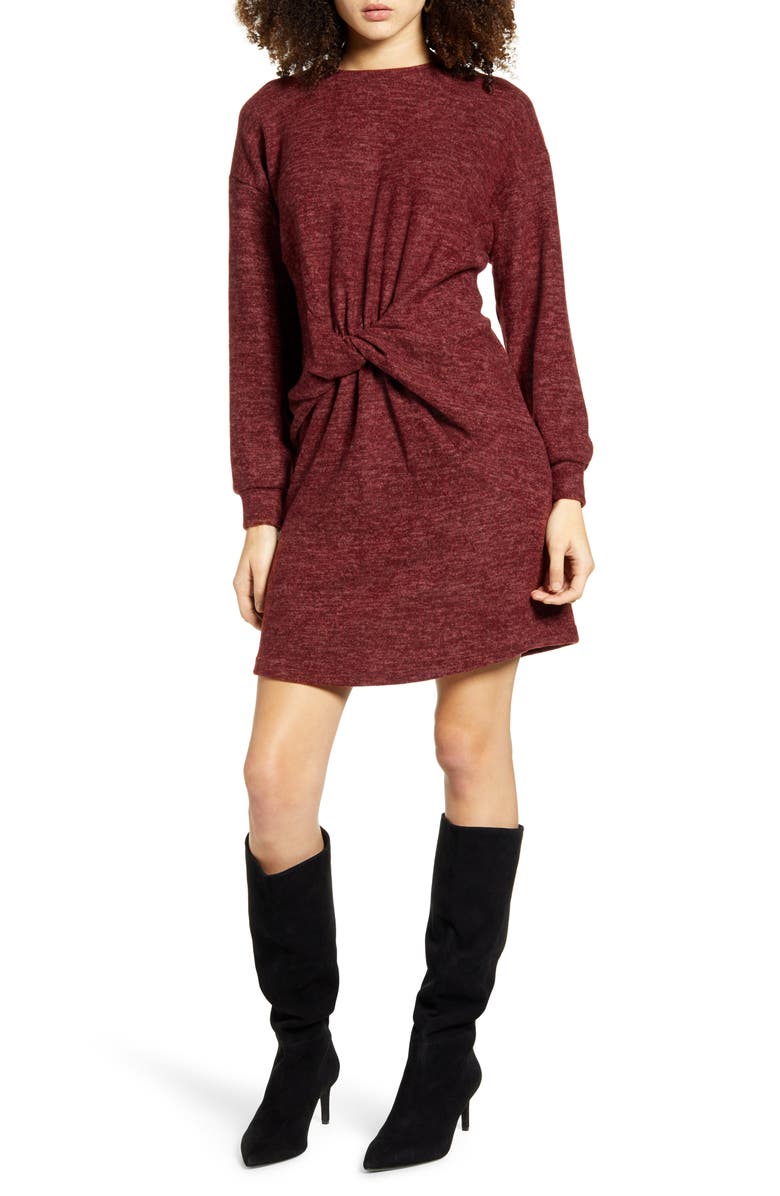 All in Favor Twist Front Sweater Dress, Main, color,