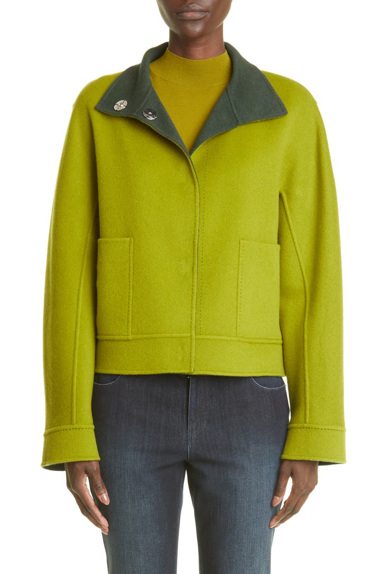 Simone Reversible Wool & Cashmere Coat, Main, color, DARK SEAWEED/ SEA KELP