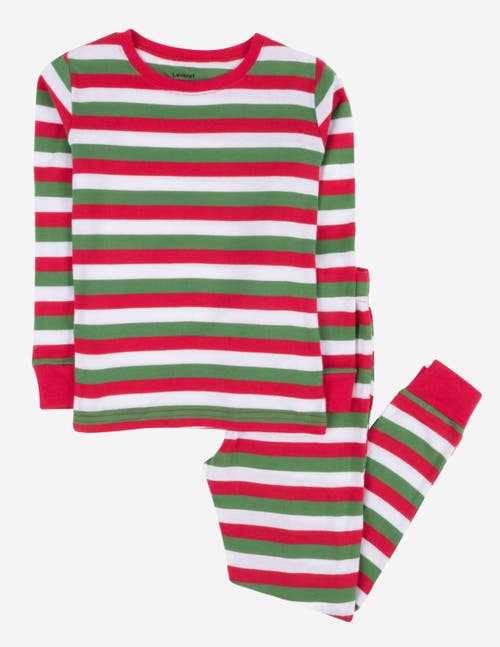 Leveret Kids Two-piece Striped Cotton Matching Family Holiday Pajamas In Multi