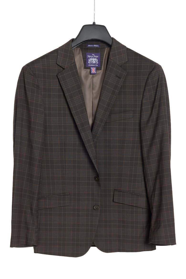 Plaid Slim Fit Stretch Sport Coat, Alternate, color, BROWN/ TAUPE