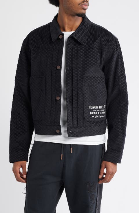 Logo Detail Cotton Corduroy Jacquard Jacket