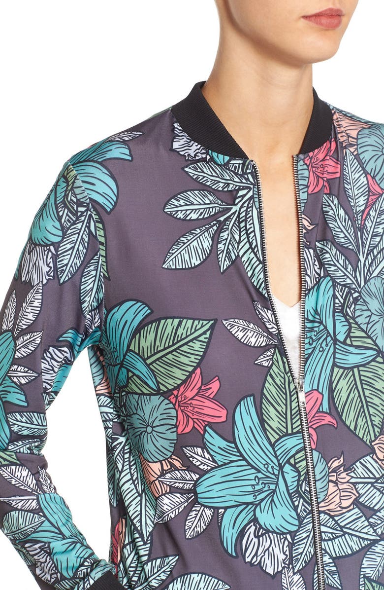 Missguided Floral Print Bomber Jacket, Alternate, color,