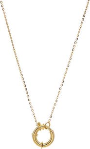 BY ADINA EDEN Chunky Toggle Lock Charm Necklace 14K