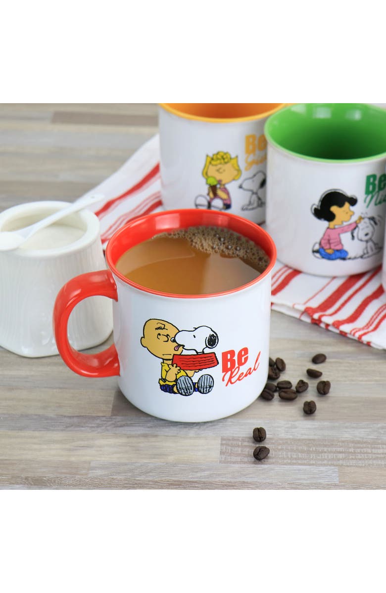 PEANUTS Gentle Reminders Stoneware 4 Piece 21oz Mug Set, Alternate, color, White