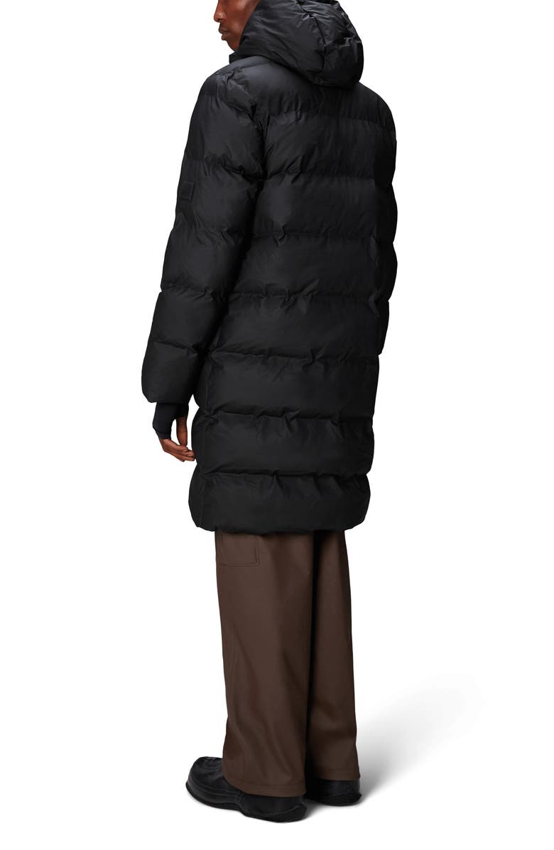 Rains Alta Waterproof Long Hooded Puffer Coat, Alternate, color,