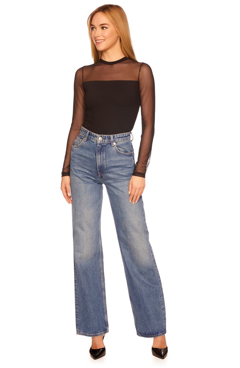 Susana Monaco Sheer Mesh Long Sleeve Top, Alternate, color, 