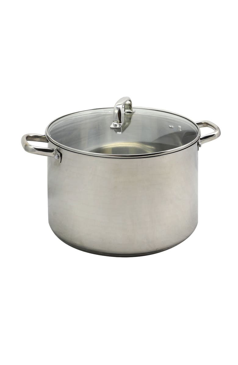 OSTER Adenmore 16 Quart Stainless Steel Stock Pot With Tempe Glass Lid, Main, color, Metallic Silver