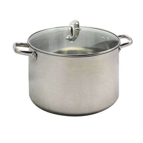 Oster Adenmore 16 Quart Stainless Steel Stock Pot With Tempered Glass Lid In Silver