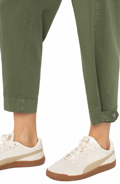 Liverpool Los Angeles Crop Straight Leg Cotton Blend Utility Pants In Green
