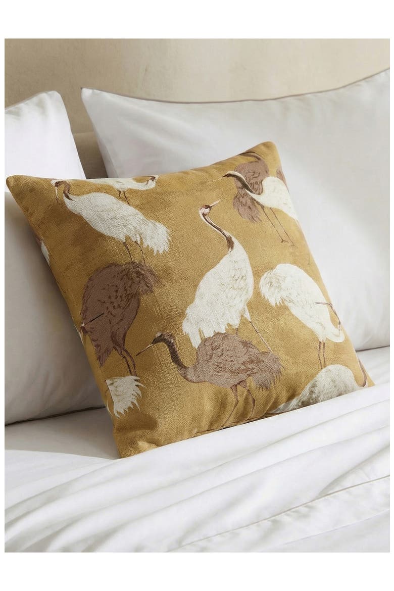 Golden Crane Accent Pillow, Alternate, color, GOLD