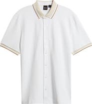 BOSS Puno Short Sleeve Cotton Button-Up Shirt