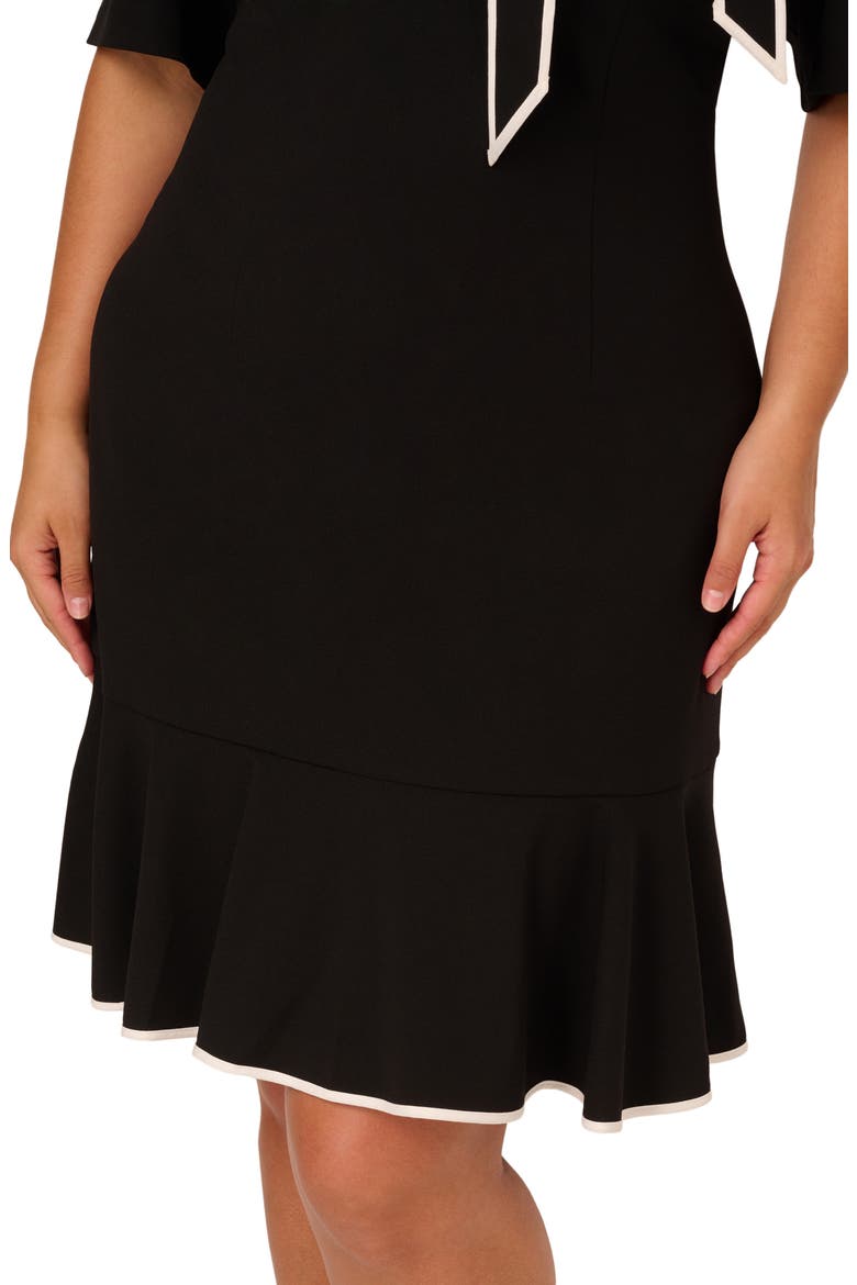 Tie Neck Crepe Dress, Alternate, color, BLACK/ IVORY