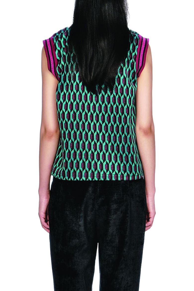 Glitter Geo Jacquard Pullover Vest, Alternate, color, Teal Multi