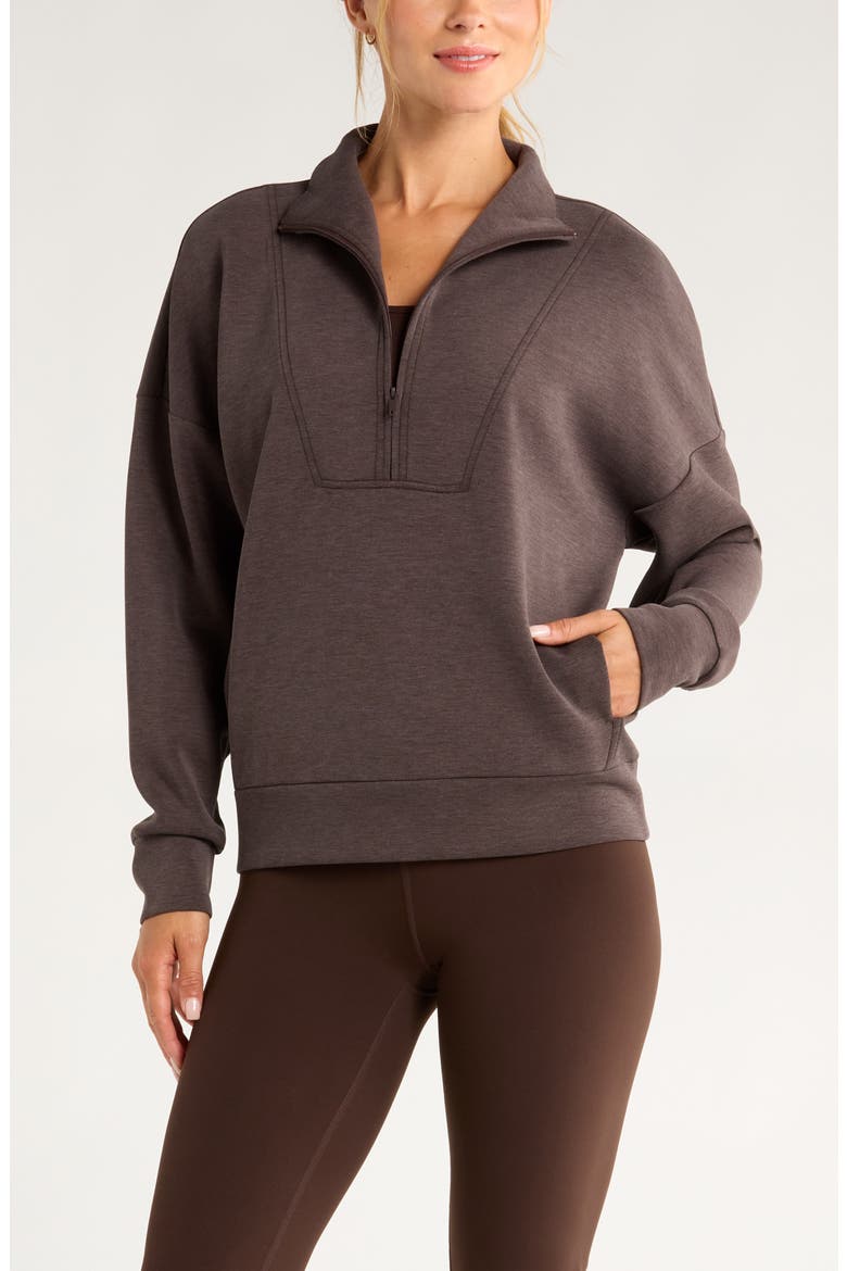 Soft Luxe Half Zip Pullover, Main, color, BROWN MOLE HEATHER