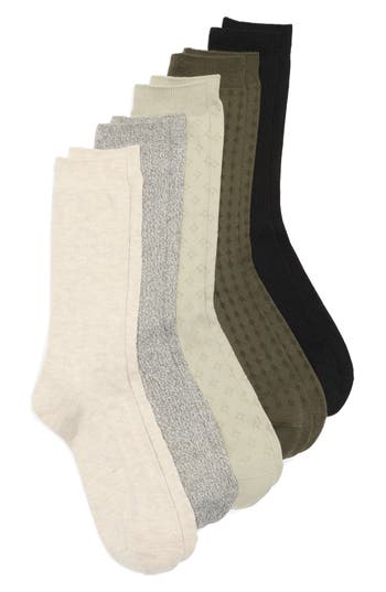 Nordstrom Rack 5-pack Assorted Textured Dress Socks In Black