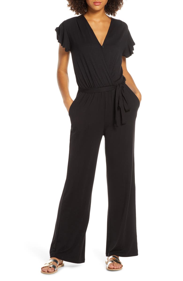Fraiche by J Flutter Sleeve Jumpsuit, Main, color, 