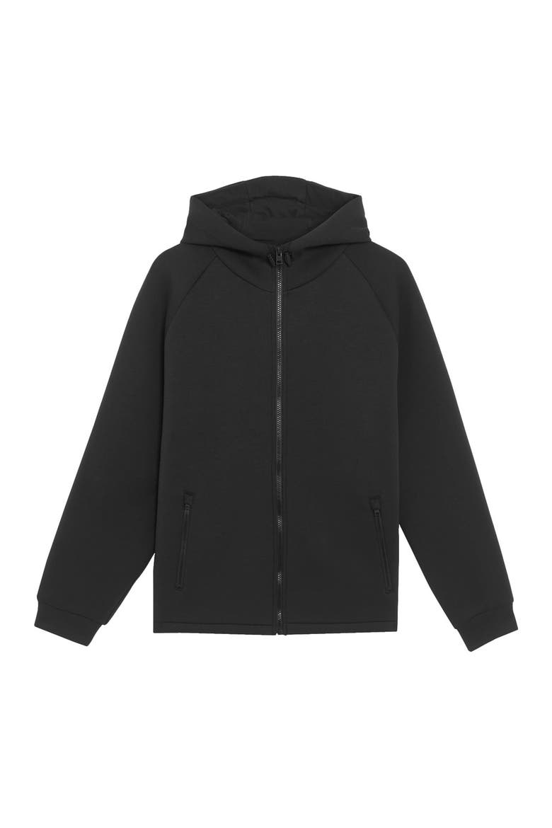 Neoprene Zip Through Hoodie, Alternate, color, Jet Black