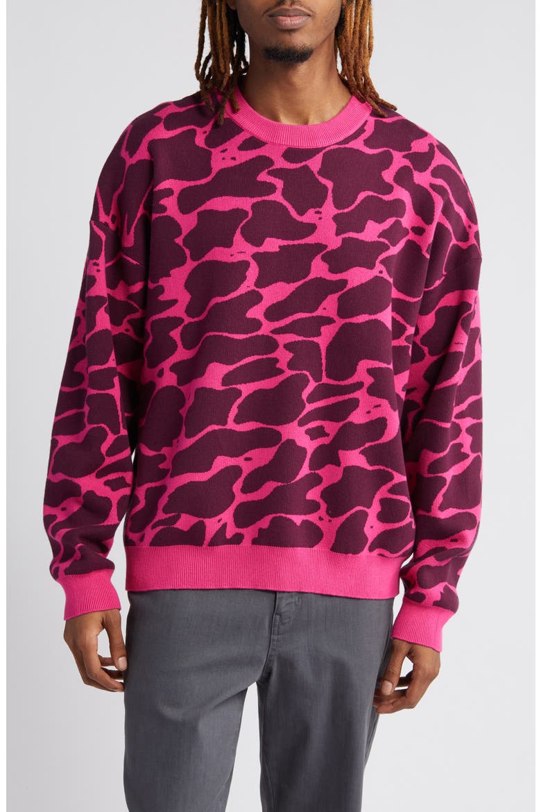 Abstract Jacquard Cotton Sweater, Main, color, CACTUS FLOWER