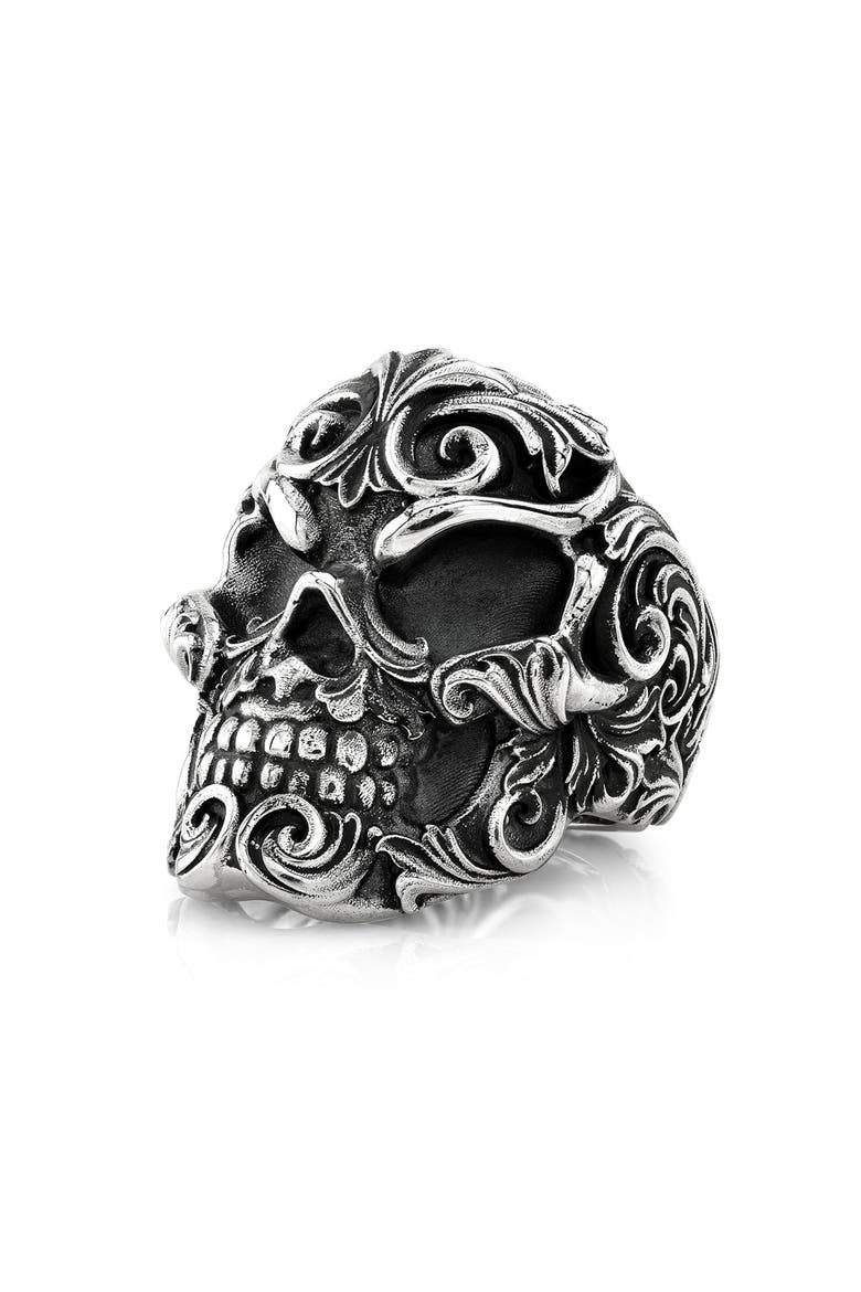 07 Filigree Skull Ring, Alternate, color, Silver