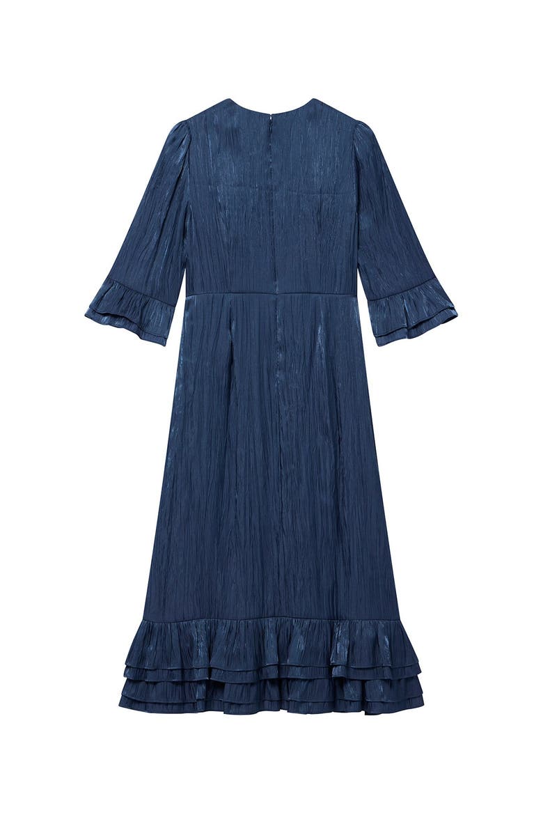 metallic long sleeve tiered cocktail midi dress Metallic Ruffled Midi Dress (Women)