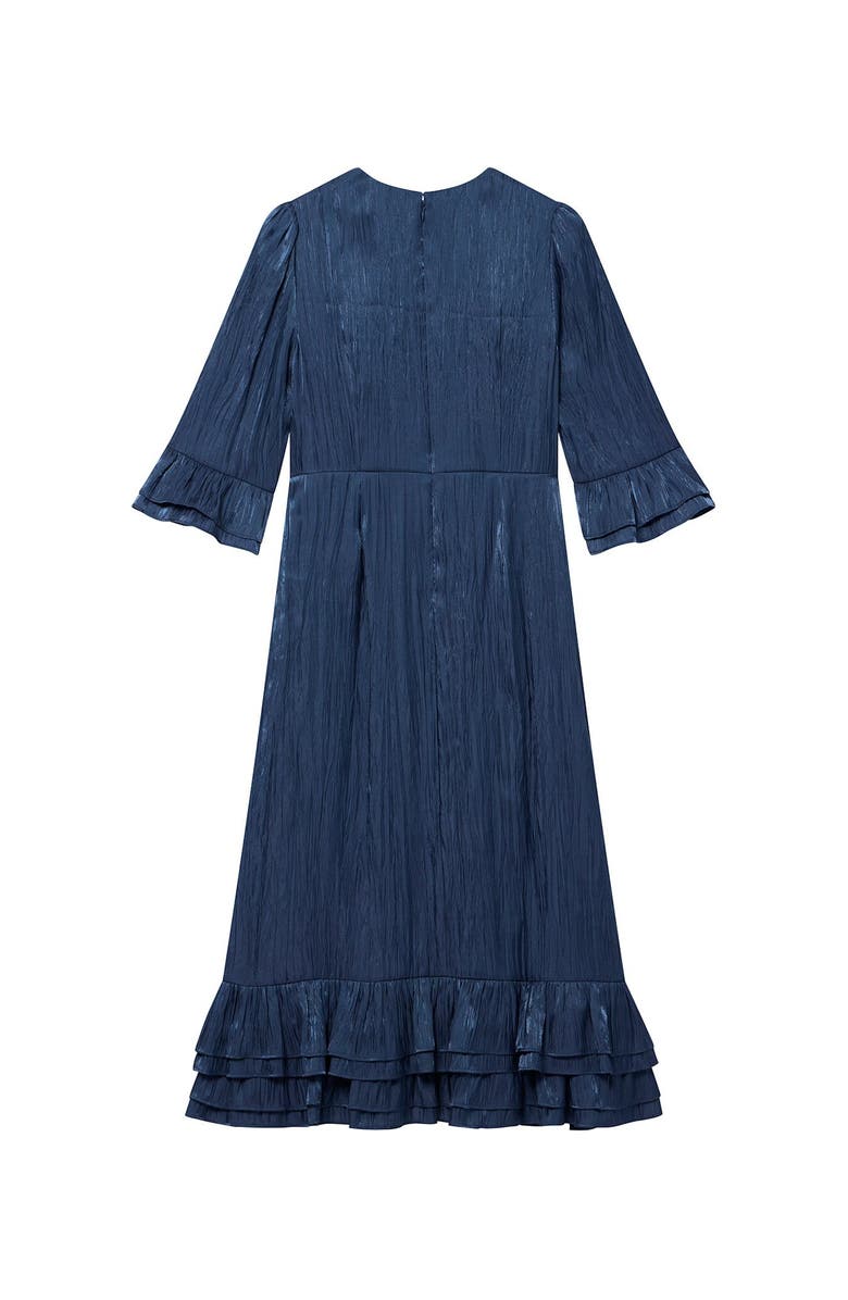 MINT VELVET Metallic Ruffled Midi Dress, Alternate, color, Navy