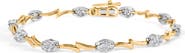 Haus of Brilliance 10K White and Yellow Gold 1.00 Cttw Diamond Oval Shaped Cluster Link Bracelet