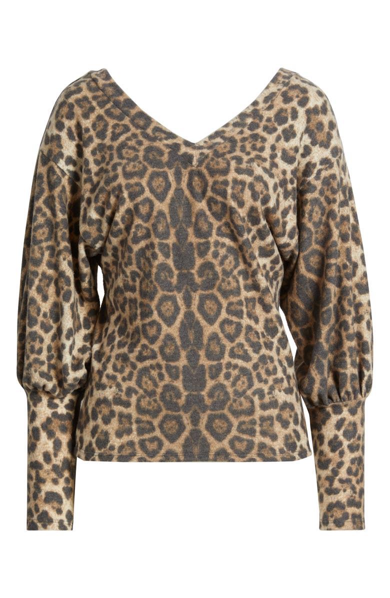 Loveappella Brushed Jersey Top, Alternate, color, Brown