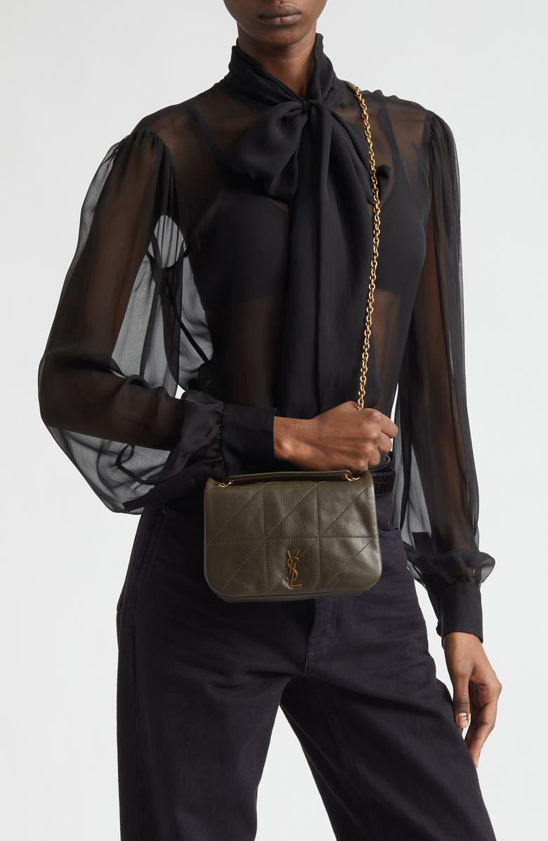 Saint Laurent Mini Jamie 4.3 Patchwork Leather Shoulder Bag, Alternate, color, Light Musk